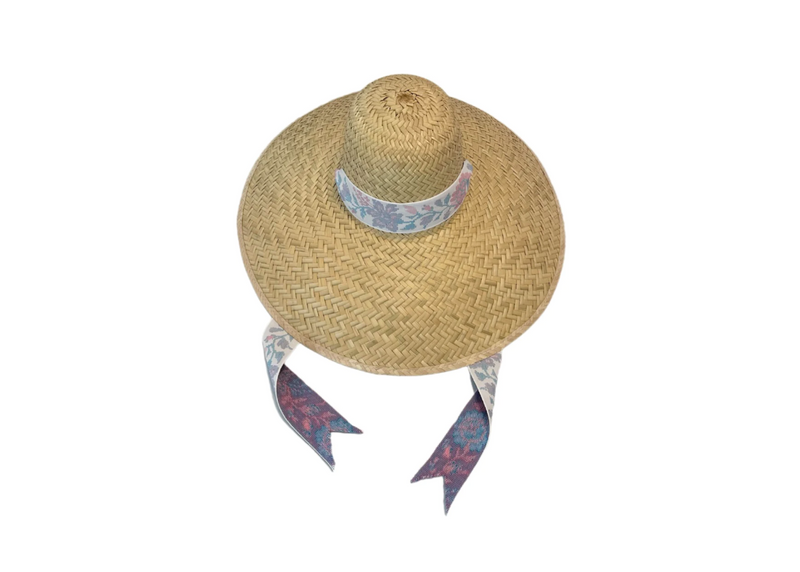 Sarah Bray Geranium Sun Hat with Floral Tapestry Ribbon