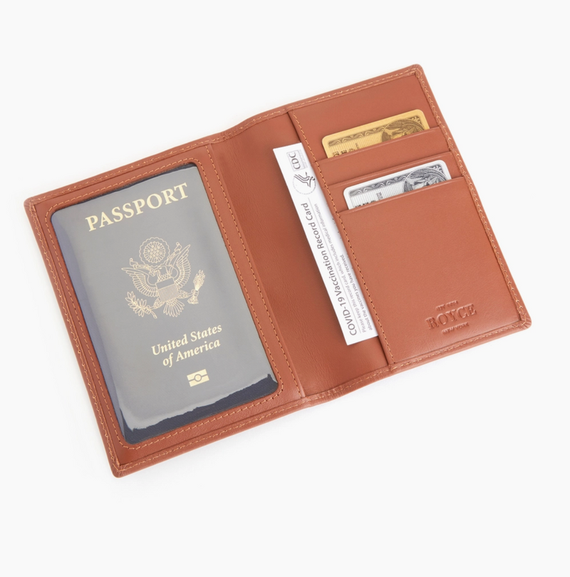 Royce Leather RFID Blocking Passport Case Inside View